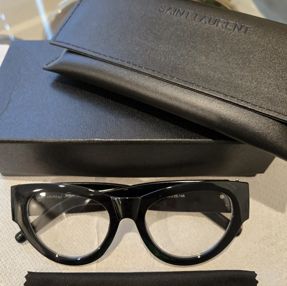 YSL Saint Laurent Eyewear Womens Cat Eye RX Glasses Full Inclusion 53:20:145MM